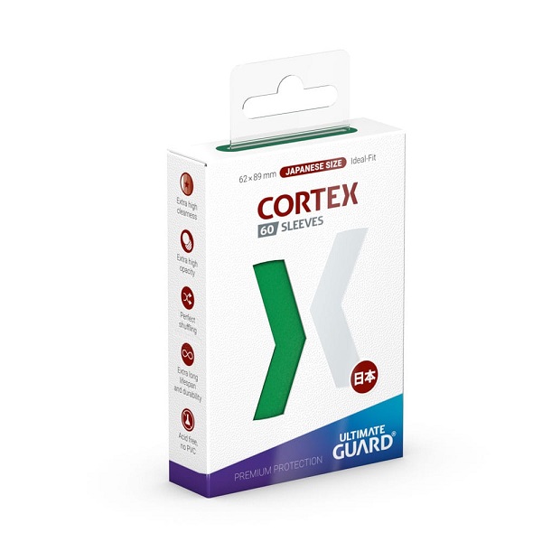 Ultimate Guard - Cortex Sleeves (Kortlommer) - Japanese Size (Yugioh-størrelse) Green (Grøn) (60 Sleeves)