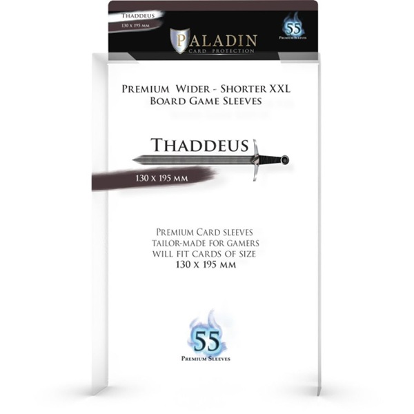 Paladin Sleeves - Thaddeus - Premium Wider-Shorter XXL - 130x195mm - Clear (Transparent) (55 Kortlommer)