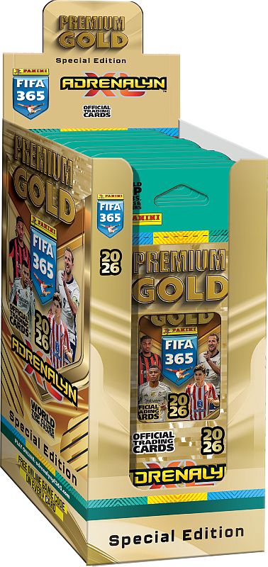 Panini Adrenalyn XL: FIFA 365 2026 Special Edition - Premium Gold Blister Display - 1 Box med 10 Premium Gold Blister-Pakker (Booster)