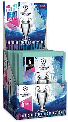 Topps Fodbold-Stickers/Klistermærker: Champions League 2024/2025 - Booster Display - 1 Box med 50+1 Pakker