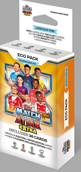 Topps Match Attax - Match Attax 2025/2026 Extra: UEFA Champions League - Eco Pack (3 Boosters + 2 Limited Edition & Exclusive Edition)